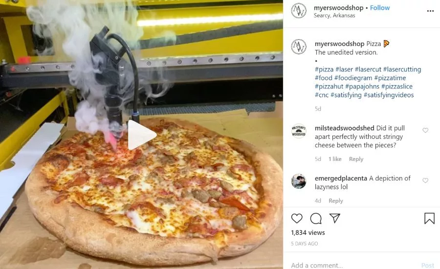 Laser pizza cut ben myers shop